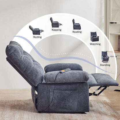 Elektrische Liftfauteuil – Liftstoel – Relaxstoel – Verstelbare Fauteuil – Comfortabele Stoel – Zacht Gewatteerd Kussen – Stil Liftmechanisme - 70 x 68 x 24 cm - Grijs