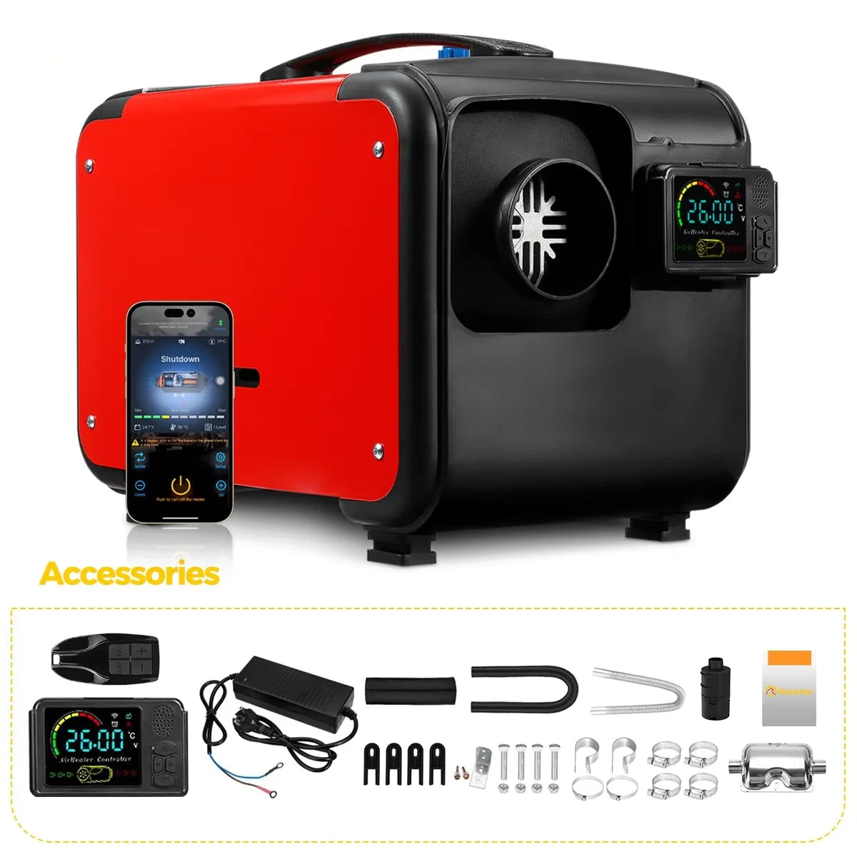 Luchtverwarmer – Diesel Heater – Auto Verwarming – Camper Heater – Garage Verwarmer – 8 kW Vermogen – 5L Brandstoftank