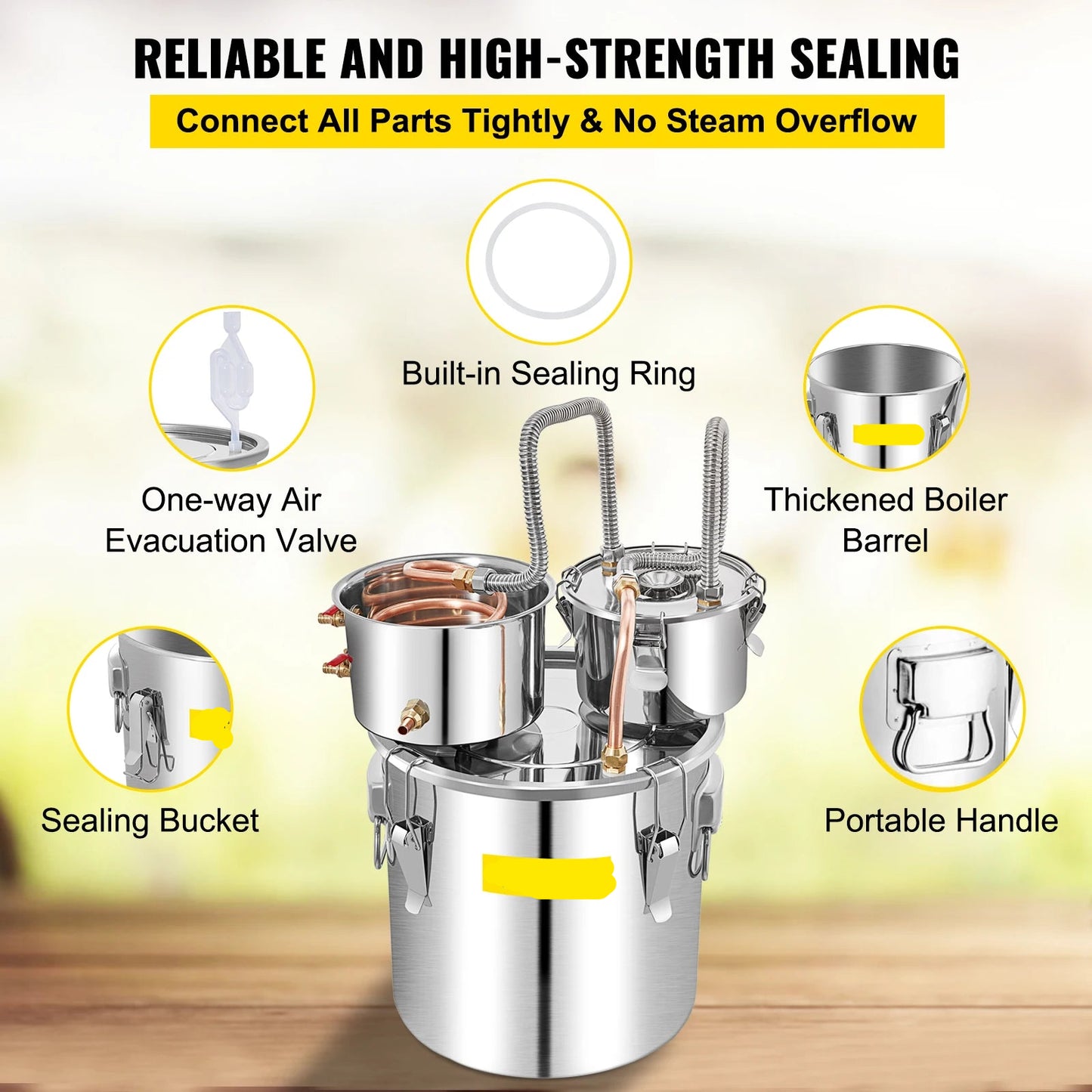 Distilleerketel - Destilleerapparaat - Moonshine - 50L - Alcohol Distiller - Thuisbrouwerij Set voor Wijn, & Bier – Brouwapparatuur en Dispenser Kit - Distilleermachine - QUORE