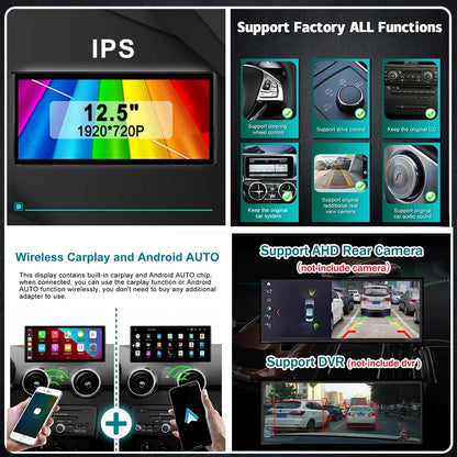 12,5 Inch Multimediasysteem – Autoradio – Touchscreen Radio – Carplay Systeem – Android Stereo – Draadloze Apple CarPlay & Android Auto – Snelle Android 14 Met GPS Navigatie