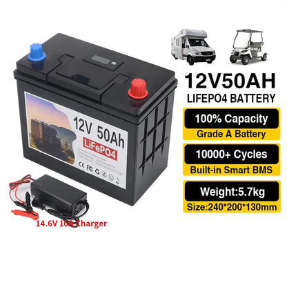 Batterij - Solar batterijen - Powerstation - Zonne opslag - Lithium IJzer Fosfaat Batterij - Opslag - 12V - 150AH - LiFePO4 Batterij met Ingebouwde BMS voor RV, Campers, Golfkarren en Zonne-opslag