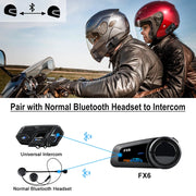 Motorfietsintercom - Helmintercom - MotorfietshelmHeadset - Bluetooth Helmintercom - Helm - Motorfietsaccessoires - 2PCs - 6 Rider - 1000M - Groep BT Interphone FM Radio