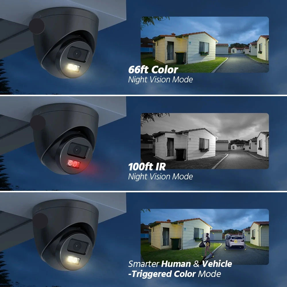 Beveiligingscamera - Camerabewaking - Beveiligingscamerasysteem - 8 Kanalen - 4K CCTV Systeem - IP Camera met Geluid - PoE IP Camera - Nachtzicht - 4 Camera's - voor Binnen en Buiten - Ingebouwde HDD: 2T