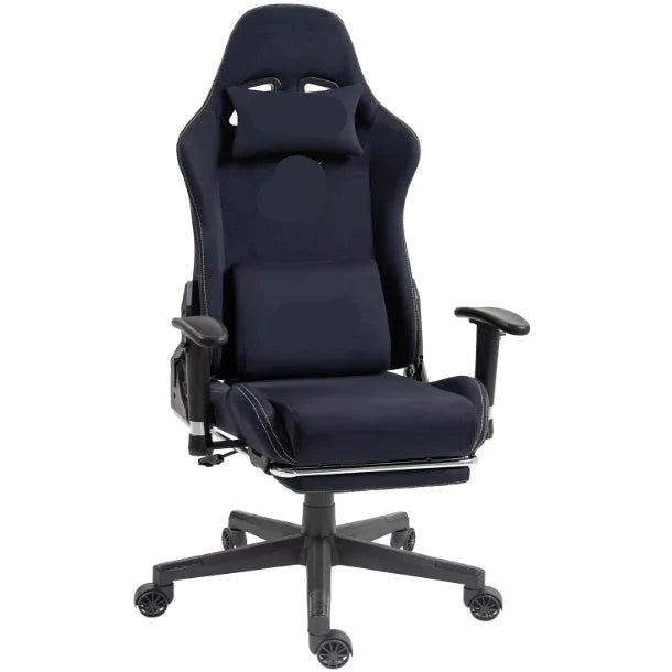 Gaming Stoel - Ergonomische Bureaustoel - Stoelen - Bureaustoelen - met Massage Lendensteun -Uitschuifbare Voetsteun - Suède Stof - Verstelbare Rugleuning - Comfortabele Armleuningen - Zwart