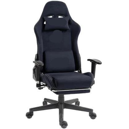 Gaming Stoel - Ergonomische Bureaustoel - Stoelen - Bureaustoelen - met Massage Lendensteun -Uitschuifbare Voetsteun - Suède Stof - Verstelbare Rugleuning - Comfortabele Armleuningen - Zwart
