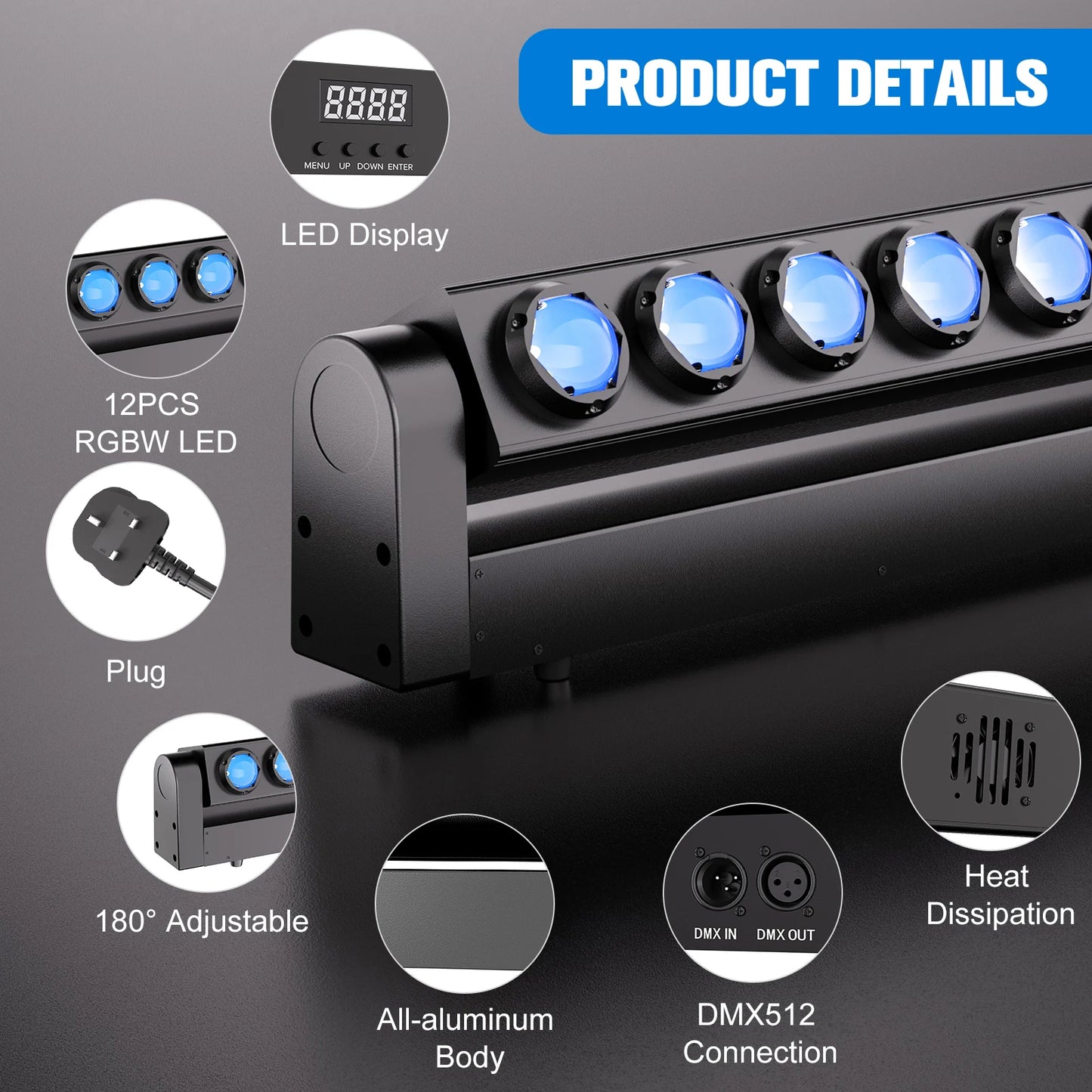 LED Wallwasher – Wall Washer Lamp – Podiumverlichting – DJ Licht – Feestverlichting – Set Van 2 – 180W RGBW 4in1 LED – DMX512 Geluidsgestuurd