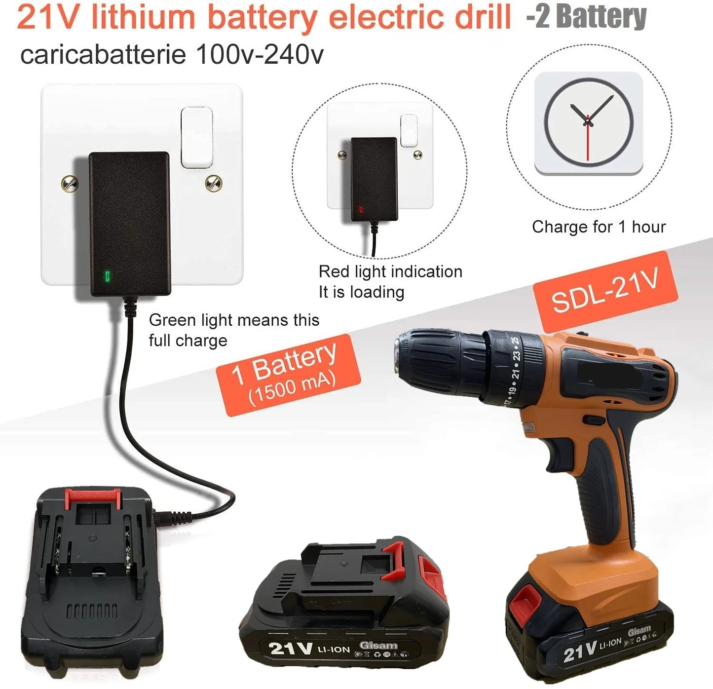 Accuboormachine – Accu Schroefboormachine - Schroefboormachine - Boormachines - 21V - Elektrische Schroevendraaier Set met Oplaadbare Batterij & Koffer