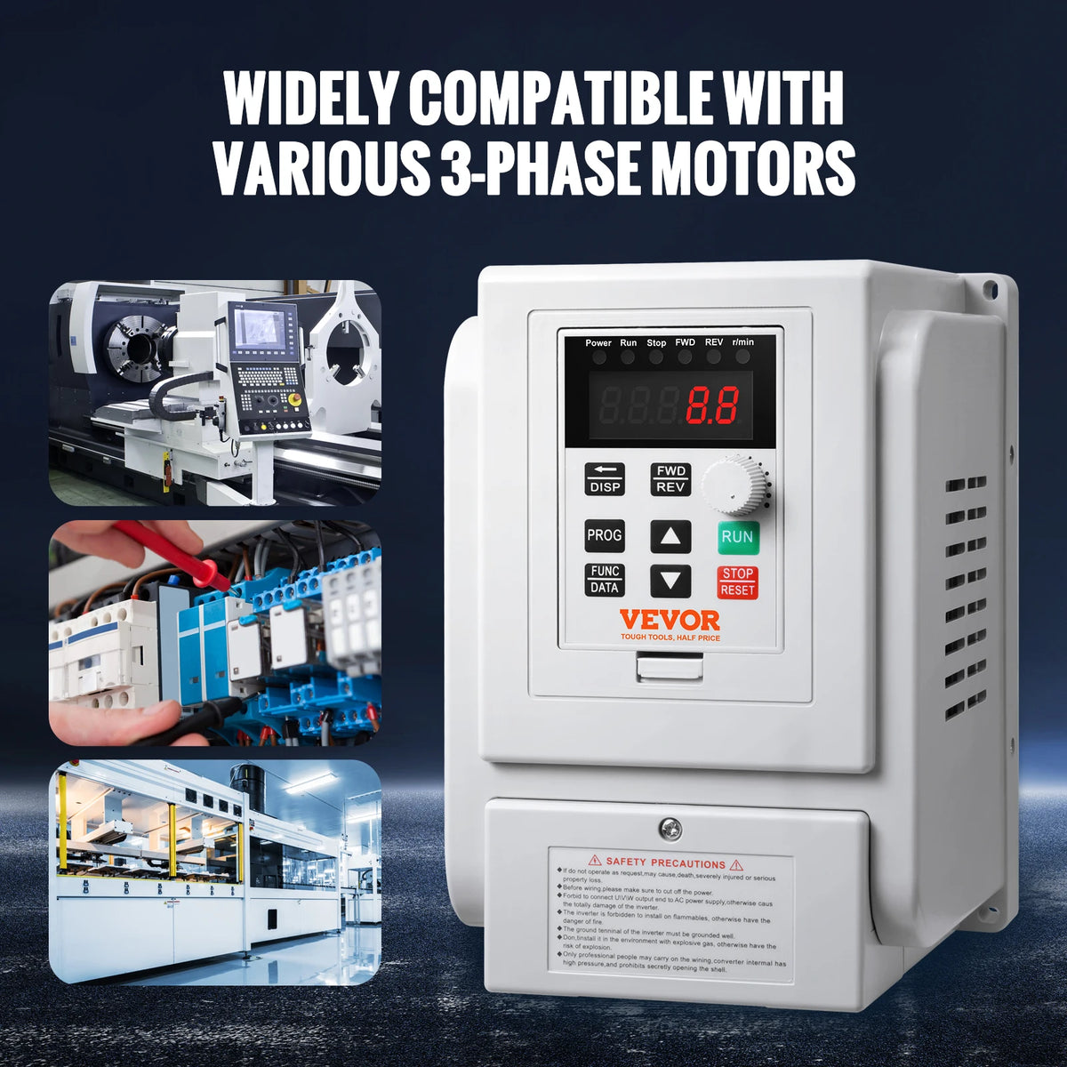 Vevor - Frequentieomvormer - 2.2KW - VFD - AC 240V enkele fase - 400Hz - 3HP - 10A - Snelheidsregelaar voor waterpompmotor CNC - Wit - QUORE