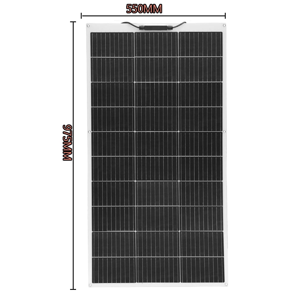 Zonnepaneel - Zonnepanelen - Zonne-energie - 16.5V Fotovoltaïsche Celmodule - Flexibel - Monocrystalline Silicon - 200W - 2 Stuks - Waterdicht - voor Boot - Camper - Caravan - RV - Tuin - QUORE