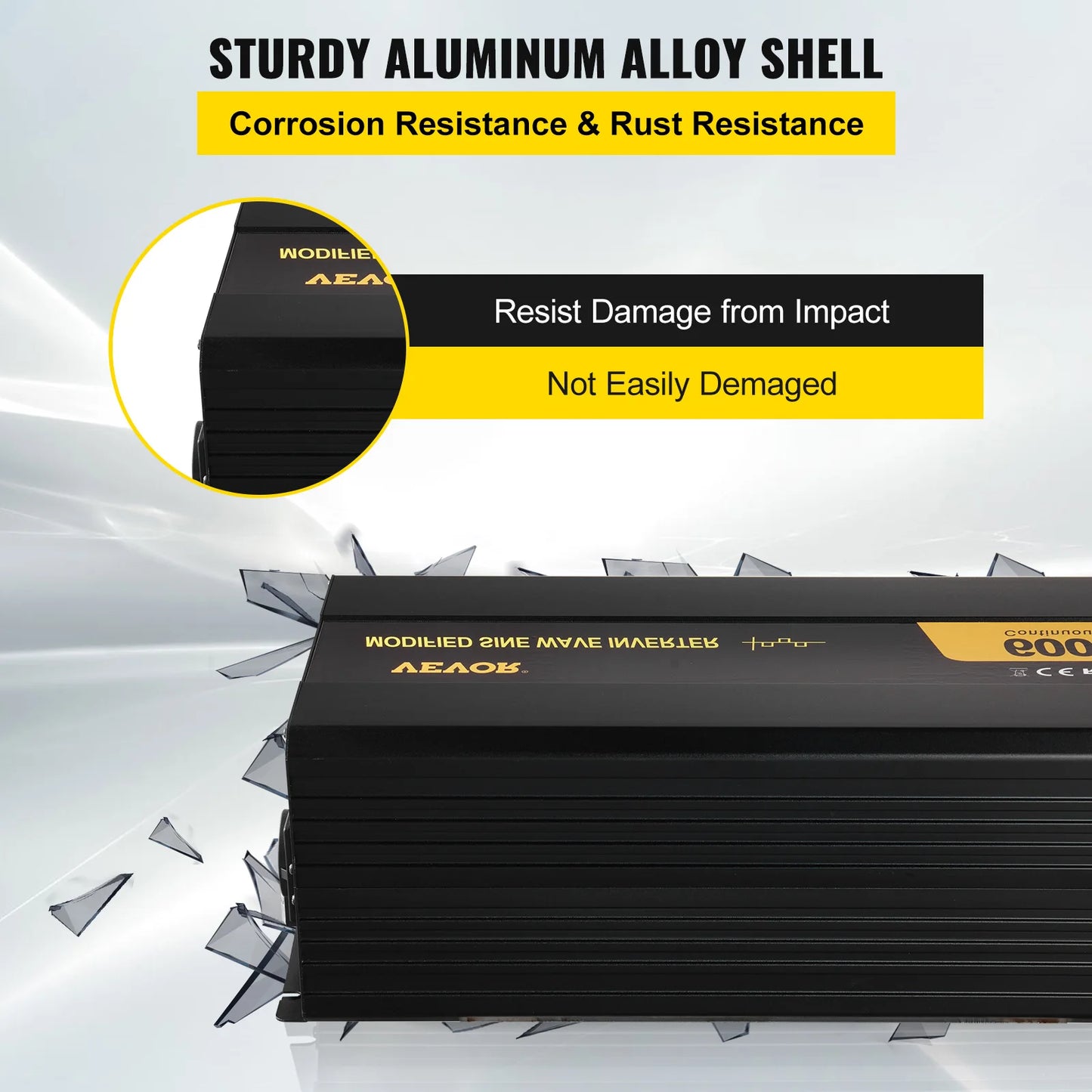 Omvormer – Stroomomvormer – Spanningsconverter – 12V Naar 120V – 6000W Continue Vermogen – Aluminium Behuizing