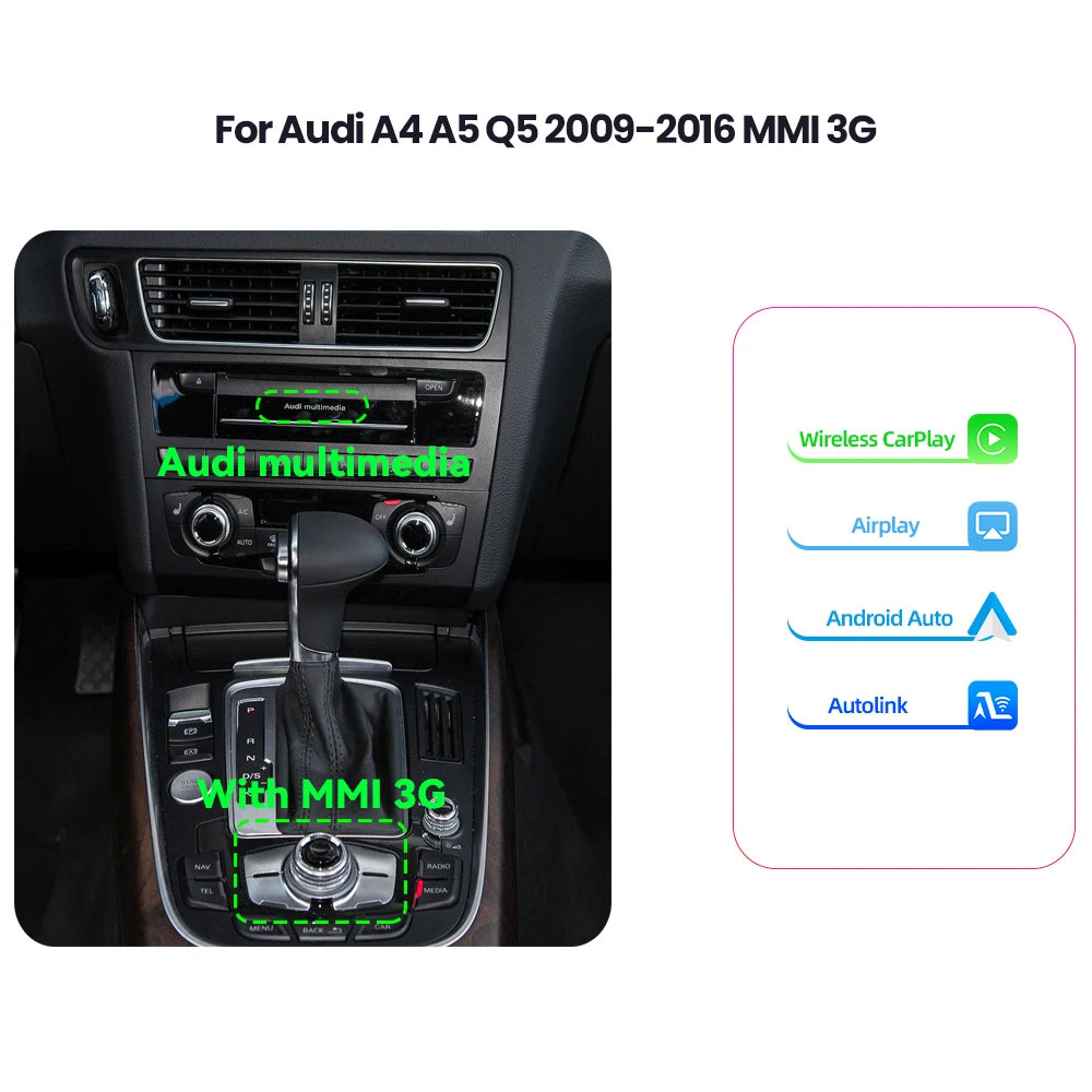 Draadloze CarPlay Adapter – Android Auto Interface – Bluetooth Connector – Auto Multimedia Upgrade – Audi MMI 3G Compatibel – Plug & Play Installatie – GPS Navigatie Met Realtime Updates - QUORE