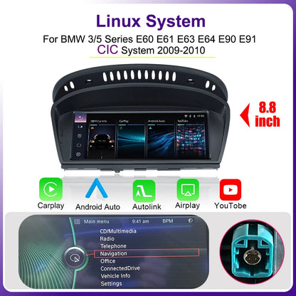 Autoradio BMW 3/5 Serie – Multimedia Speler – Navigatiesysteem – Touchscreen Radio – CarPlay Android Auto – 8,8 Inch Scherm – Draadloze Connectiviteit - QUORE