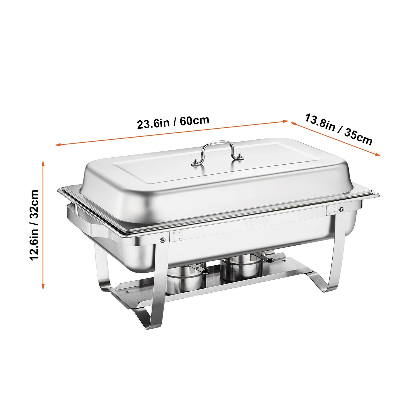 Chafing Dish - Buffetwarmer - Rechthoekige Chafing Dish Elektrisch - Warmhoudplaat - Warmhoudbakken - 8QT - Set van 2 - RVS Buffet Warmhoudbakken voor Catering