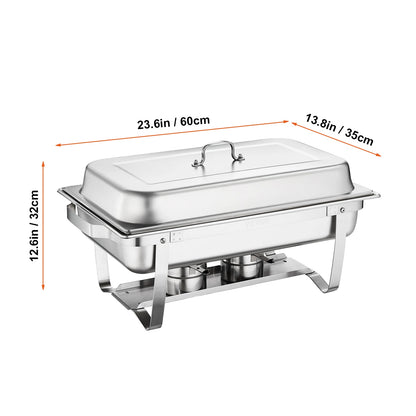 Chafing Dish - Buffetwarmer - Rechthoekige Chafing Dish Elektrisch - Warmhoudplaat - Warmhoudbakken - 8QT - Set van 2 - RVS Buffet Warmhoudbakken voor Catering