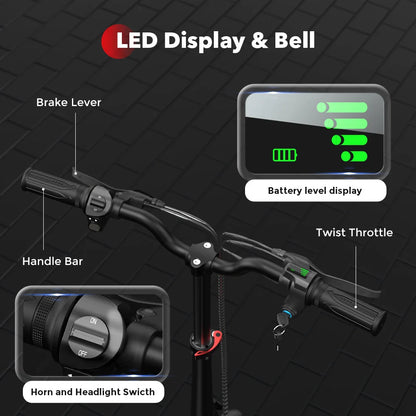 Scooter - Elektrische Step - E-Scooter - Opvouwbare - met Koplampen - Achterlichten - Mand - Verstelbare Stoel - 12 Inch - 7.5Ah - 500W - 36V - 35km/h - 115 x 125 cm - Zwart