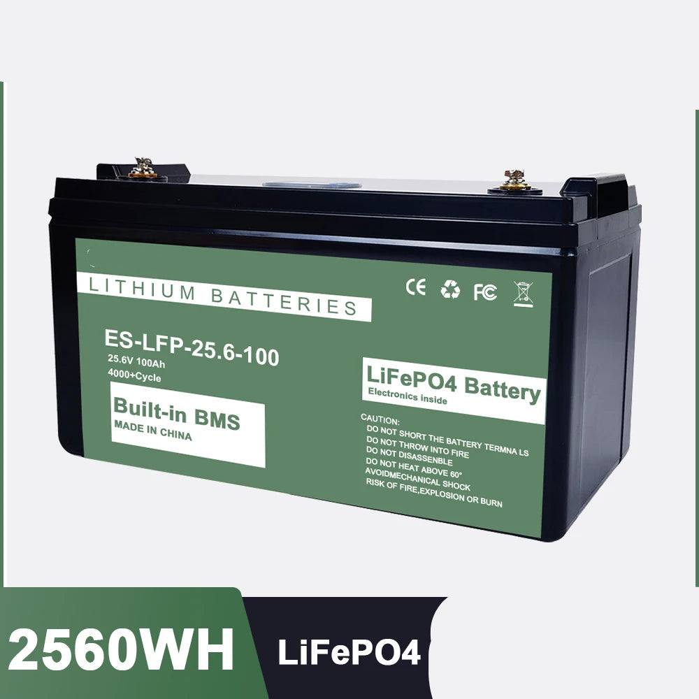 LiFePO4 Accu – Oplaadbare Batterij – Elektrische Accu – Zonnepaneel Accu – Camper Accu – 100Ah Capaciteit – IP56 Waterbestendig - 12.8V 200AH 2560WH