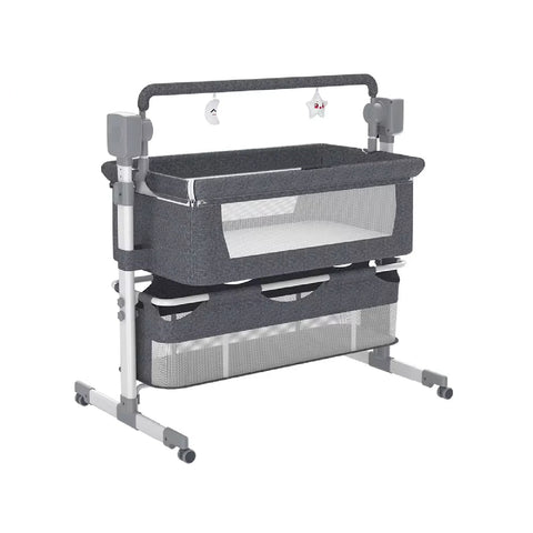 Babybed - Wieg - Elektrisch Babybed - Elektrisch Babybed - Verplaatsbaar - Draagbaar - Ledikant - Met Afstandsbediening - Bluetooth- Grijs
