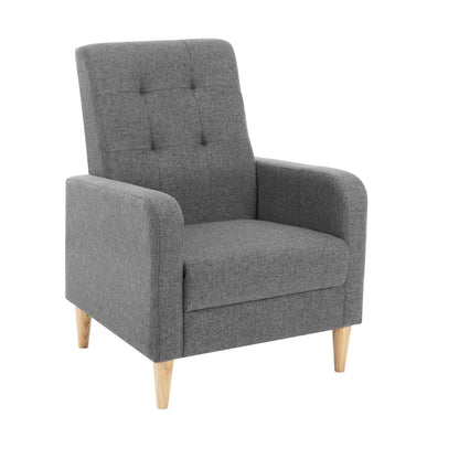 Lounge Fauteuil – Relaxstoel – Leunstoel – Armstoel – Clubfauteuil – Donkergrijs – Ademend Linnen – Massief Houten Poten