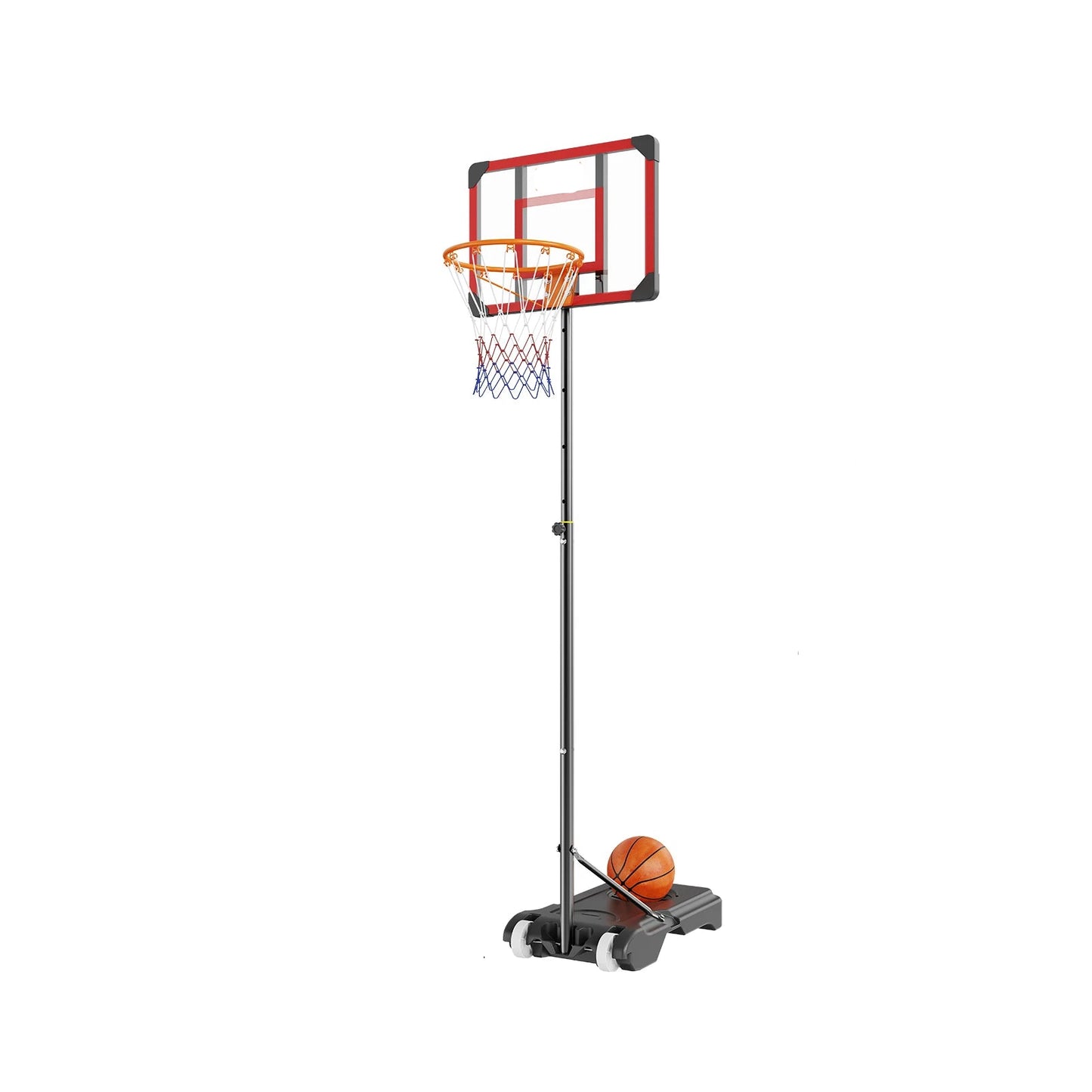 Basketbalstandaard - Basketbalpaal - Basketbalring - 5-7ft - voor Tiener - Volwassene - In Hoogte Verstelbaar - Draagbare - met Wielen - Standaard Invulbare - voor Buiten - Tuin - Achtertuin - Basketbalveld - QUORE