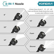 Yofidra - Car Washer - High Pressure Car Washer - Water Gun - 6 IN 1 - 200 Bar - Brushless - Cleaning Garden Washing Spray Gun - Without Battery - Black