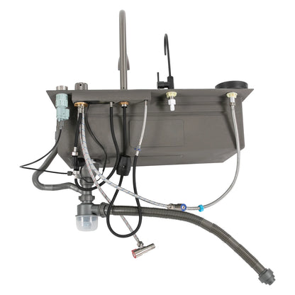 Ruime Keukenspoelbak – Dubbele Spoelbak – Werkstation Spoelbak – Keukenbak – RVS Spoelbak – Digitale Waterval Kraan – Uittrekbare Sproeikop – 80 x 46 cm – Nano Elektrolytische Coating
