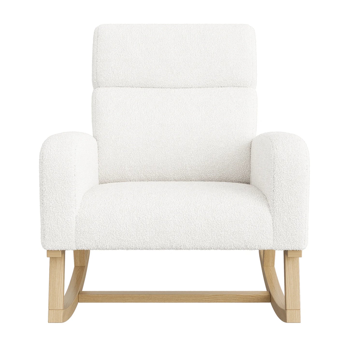 Schommelstoel – Schommelzetel – Relaxstoel – Wiegstoel – Ergonomisch Ontwerp – Houten Constructie - 69.2 x 78.5 x 87 cm - Wit - QUORE