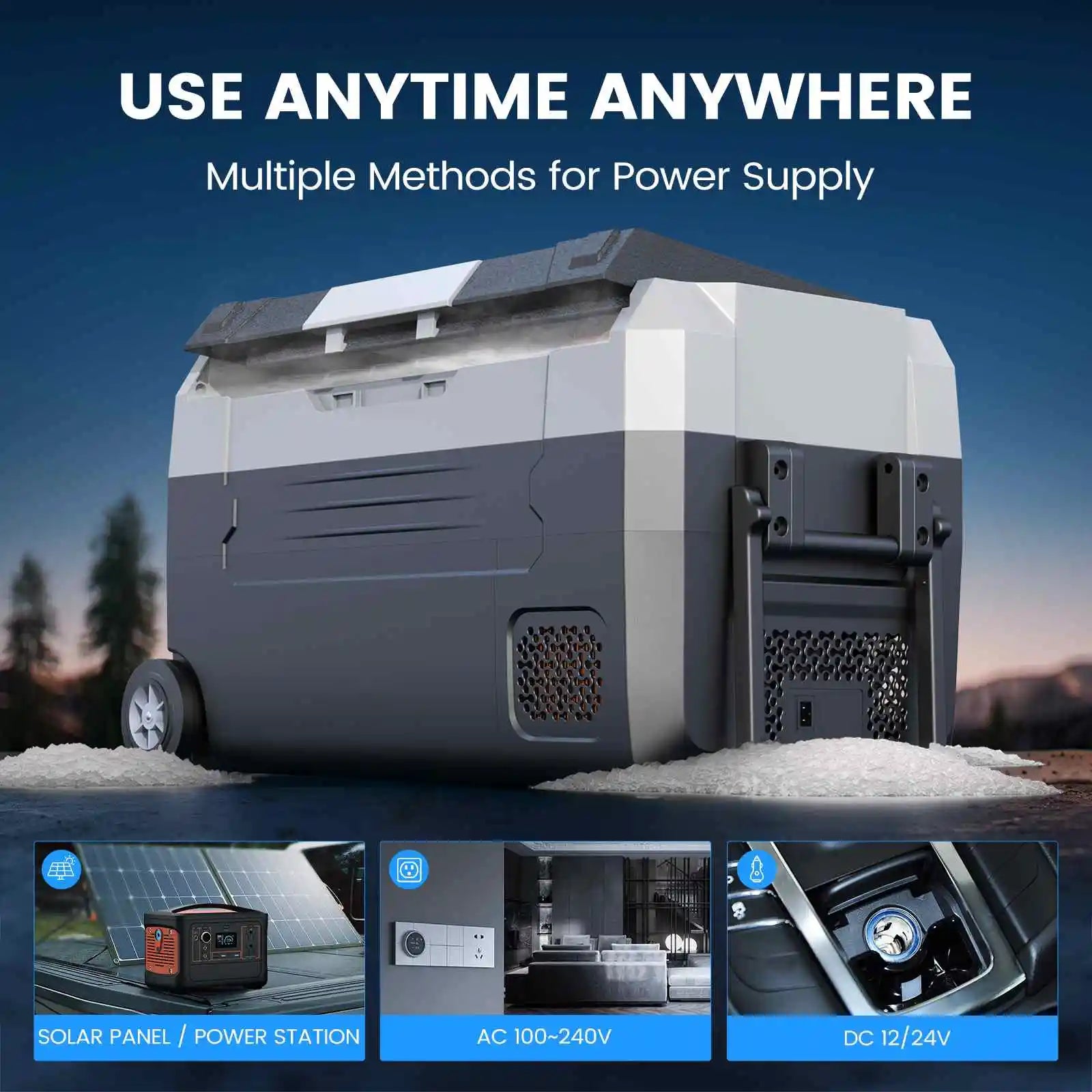 Mini Koelkast - Auto Koelkast - Mini Fridge - Frigo - Draagbare - Kleine -Compressor Koelbox - Elektrische Vriesbox - Dual Zone - met Wielen - 240V Autocompressorkoeler - 12V/24V - 35L - Zwart - QUORE