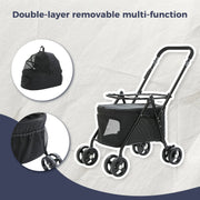 Dog Stroller - Dog Stroller Foldable - Stroller - Double Stroller for Pets - Foldable - With Removable Luggage Carrier - For Small Dog and Cat - Blue