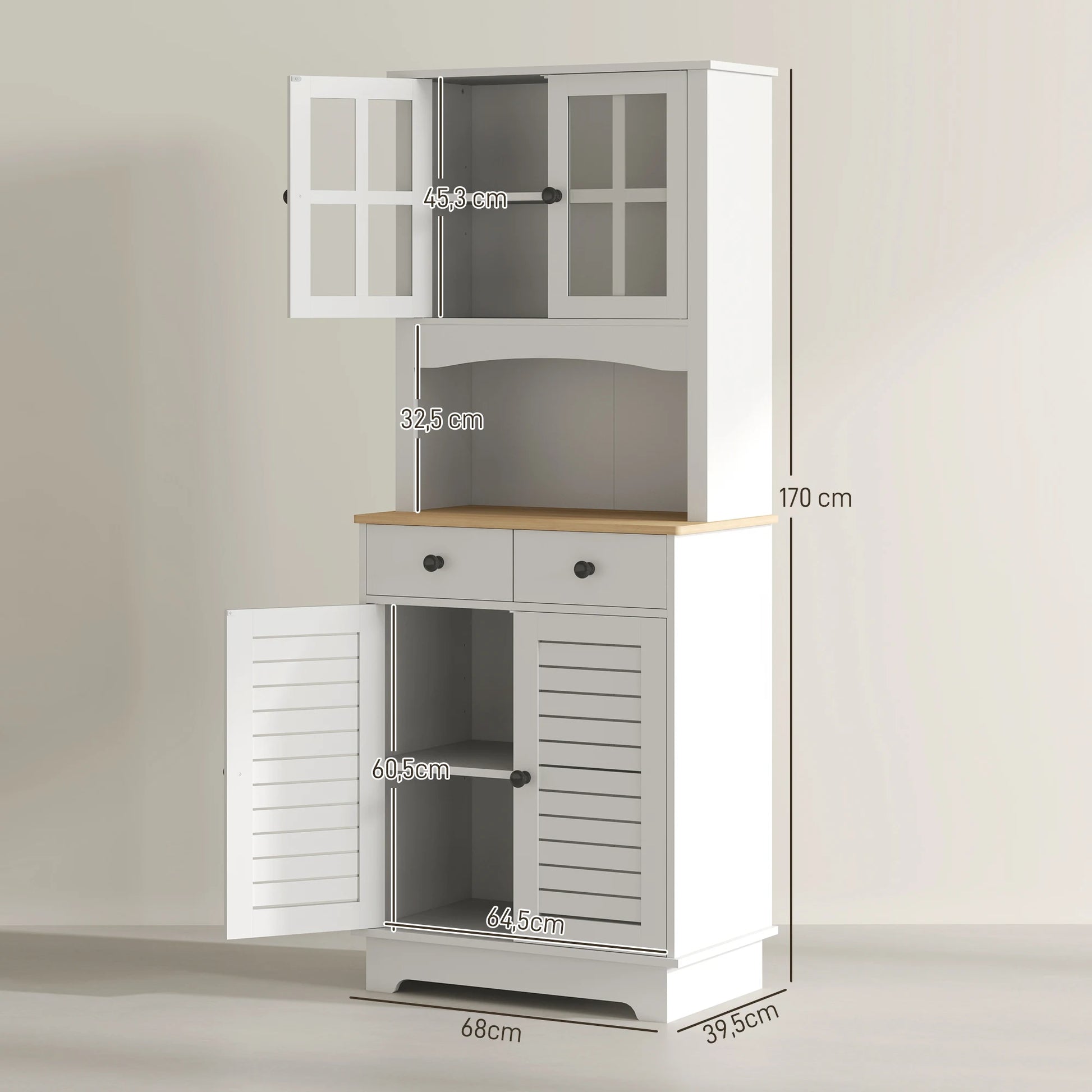 Keukenkast – Keukenmeubel – Buffetkast – Ovenkast – Magnetronkast – MDF & Spaanplaat – Verstelbare Planken – Antikantelbeveiliging - QUORE