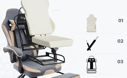 Gaming Stoel - Gamestoel - Bureaustoel - Computerstoel - Ergonomische Gaming Chair - PU Lederen Bureaustoel met Hoofdsteun & Lendensteun - voor Werk of Gamen - Paars
