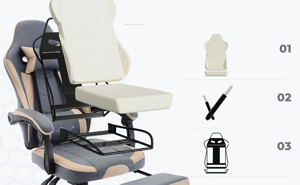 Gaming Stoel - Gamestoel - Bureaustoel - Computerstoel - Ergonomische Gaming Chair -PU Lederen Bureaustoelen met Hoofdsteun & Lendensteun - voor Thuiswerk of Gamen - Zwart - QUORE