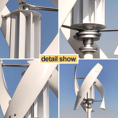 Windturbine - Windmolen - Windturbine Generator - Windenergie - Verticaal As - 5000W - 12V - Met Omvormersysteem - 3 Messen - Stille en Efficiënte Energieoplossing - voor Thuisgebruik