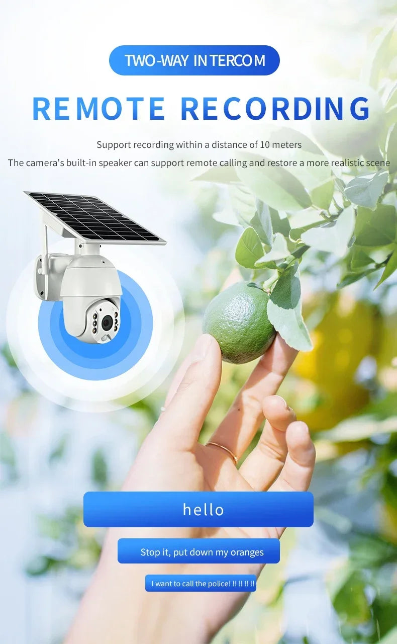 Beveiligingscamera – Camerabewaking – Buitencamera – IP-camera – Bewakingscamera – Zonne-energie – 360° PTZ Draaibaar