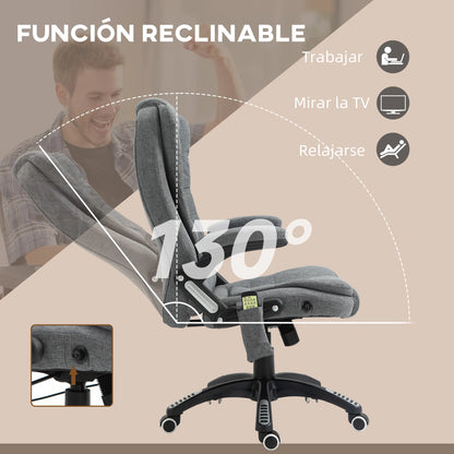 Massage Bureaustoel – Bureaustoel Met Massage – Massagestoel Office – Ergonomische Werkstoel – Bureaustoel Met Verwarming – 6 Massagepunten – Verstelbare Rugleuning Tot 130° - Grijs - QUORE