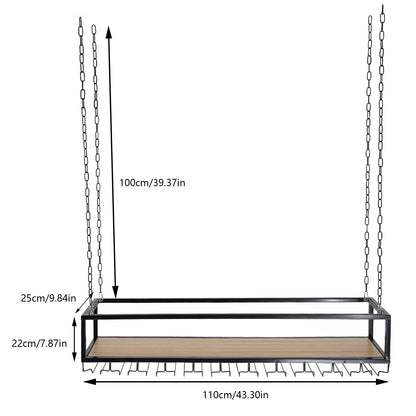 Hangend Wijnrek 110 cm – Wijnfleshouder met Glashouder – Wandmontage – Stijlvol Wijnrek voor Flessen & Wijnglazen – Wijnhouder voor Keuken of Woonkamer