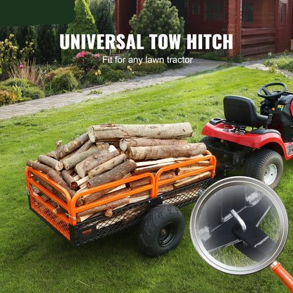 Trekhaak Tuinkar - Kar - Transportwagen - Tandem Trailer - Heavy Duty Stalen ATV Dump Trailer - 12CuFt - Verwijderbare Zijkanten & Banden – Geschikt voor Maaiers & Tractoren - QUORE