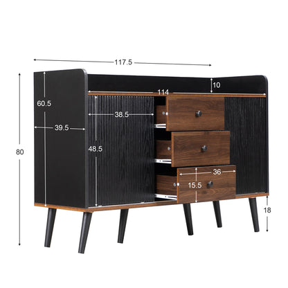 Dressoir – Sideboard – Wandmeubel – Kast – Opbergkast – 117,5x40x80 cm – MDF & Spaanplaat – Schuifdeuren Met Laden