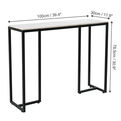 Tafel - Consoletafel - Haltafel - Marmer Look - Luxe Bijzettafel - voor Woonkamer - Hal - Slaapkamer - 100x30x78.5cm - Wit & Zwart