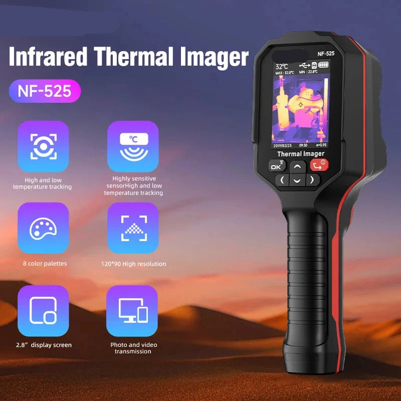 Warmtebeeldcamera – Draagbare Warmtecamera – Infraroodcamera – Temperatuurmeter – 2,8-Inch Display – 8GB Geheugen – USB Type-C