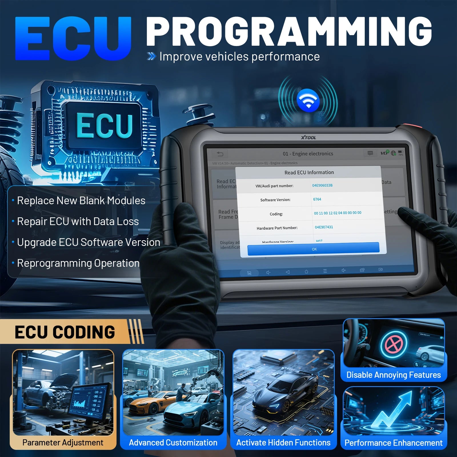 Auto Diagnosetool – ECU Scanner – OBD2 Scanner – Sleutelprogrammering – Voertuigscanner – 10,1 Inch Touchscreen – 51+ Speciale Resetfuncties - QUORE