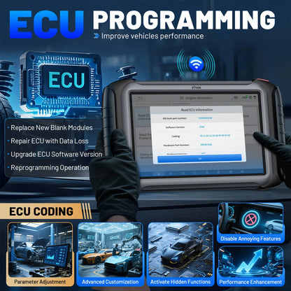 Auto Diagnosetool – ECU Scanner – OBD2 Scanner – Sleutelprogrammering – Voertuigscanner – 10,1 Inch Touchscreen – 51+ Speciale Resetfuncties - QUORE