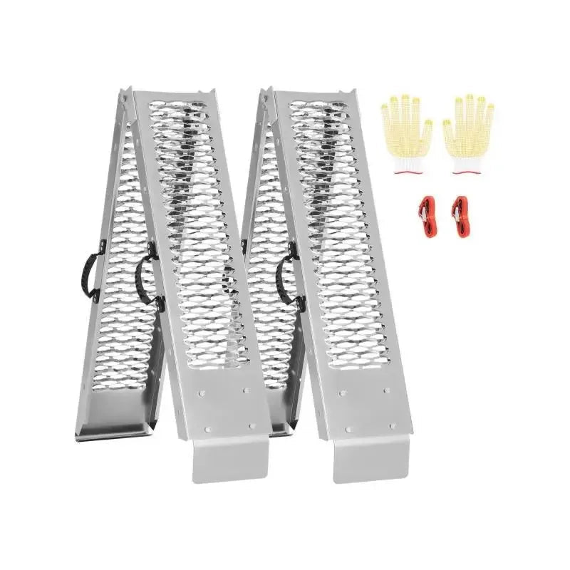 Oprijplaten - Oprijblokken - Oprijplaat - 183x23 cm - Stalen Oprijrampen 1000 lbs - Brede Oprijplaat met Handvatten voor ATV, UTV en Motor - Set van 2 - QUORE