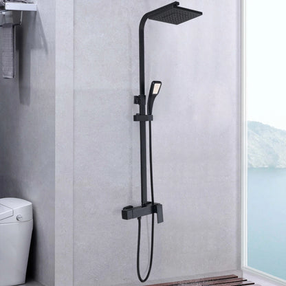 Douche - Regendouche - Douchewand - Douchekolom - Douchepanelen - Douche Systeem met Thermostatische Mengkraan – Verstelbare Douchekolom &amp; Regendouche – Modern &amp; Luxe Ontwerp - Zwart
