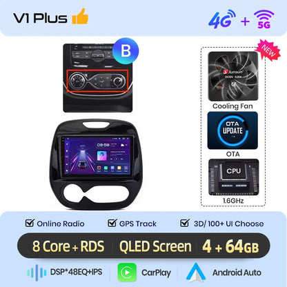 Android Autoradio – Multimedia Systeem – Navigatie Radio – Car Audio – Renault Captur 2016-2019 – 9 Inch Touchscreen – Wireless CarPlay & Android Auto