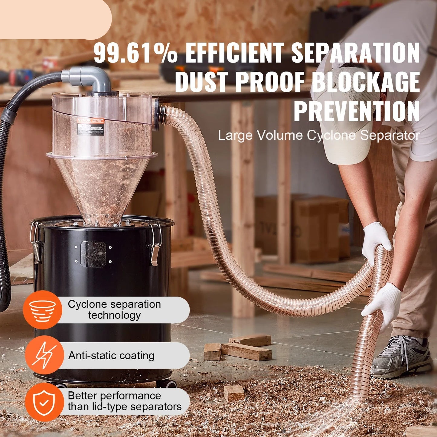 Cycloonfilter - Stofafscheider Cycloon - Stofzuiger  - 4.0 inch - Efficiënte Stofverwijdering voor Werkplaats, Stofzuigers en Stofafzuigsystemen