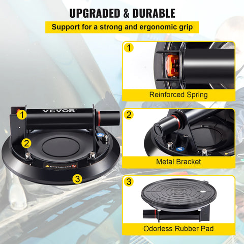 Vevor - Vacuum Suction Cup - Glass Carrier - Dent Puller and Opening Tool - Strong Vacuum Suction Cups - Suction Cup - 2 Pieces - Black