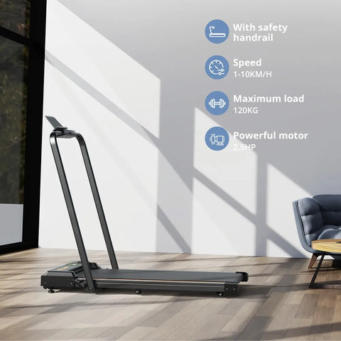 Loopband - Wandelband - Walking Pad - Walkingpad -2,5 pk motor - LED-scherm - 265 lbs max. belasting - 1-10 km/u loopsnelheid -  Loopband - 2 in 1 - Loopband met looppad - Zwart