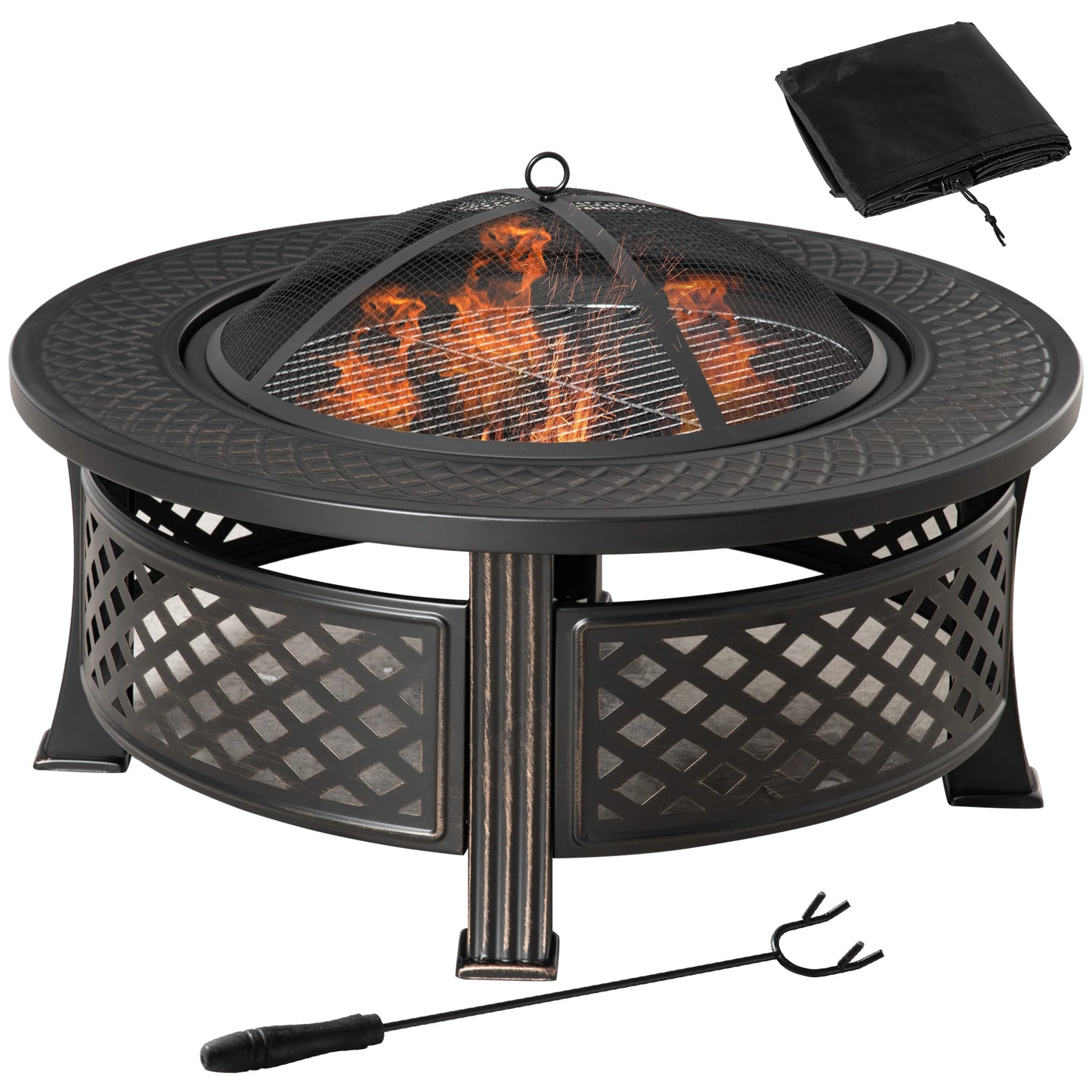 Vuurkorf – Tuinhaard – Buitenhaard – Barbecue – Warmtebron – Duurzaam Staal – Inclusief Houtvork - QUORE