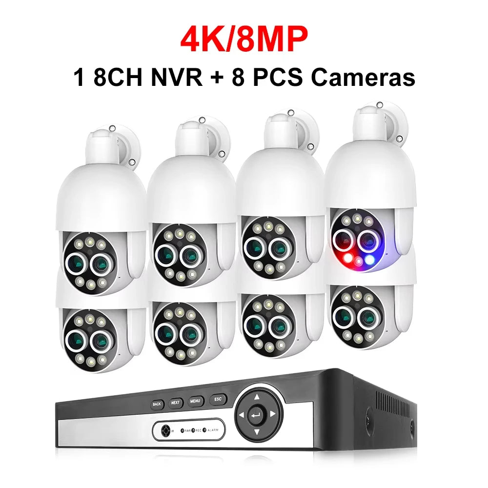 8-Kanaals Beveiligingssysteem – CCTV Set – IP Camera Systeem – Bewakingscamera’s – Surveillance Camera’s – 8MP Ultra HD – PTZ 350° Draaibaar Met AI Detectie - 8 Stuks - 1TB