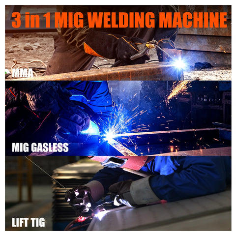 Hzxvogen - HVM200 - Elektrisch lasapparaat - 200A - 3 in 1 - Semi-automatische lasmachine - MIG/TIG/MMA - ARC-kracht 2T-4T - Zwart
